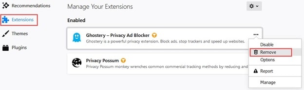 mozilla firefox extensions how to remove