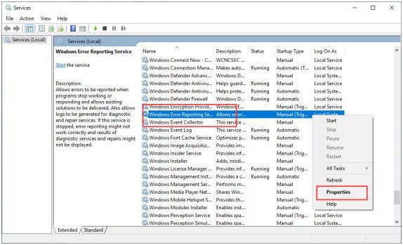 Windows_error_reporting_service_properties
