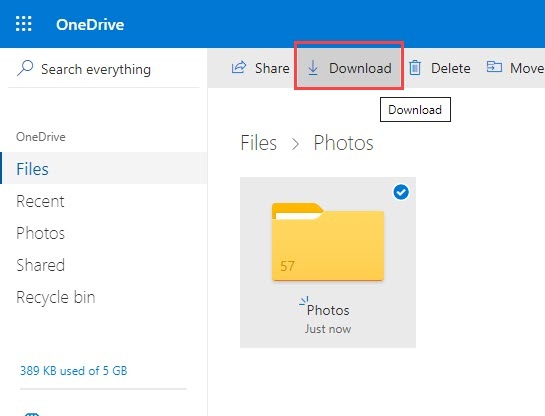 onedrive download files android