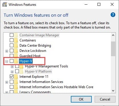 disable hyper v bluestacks