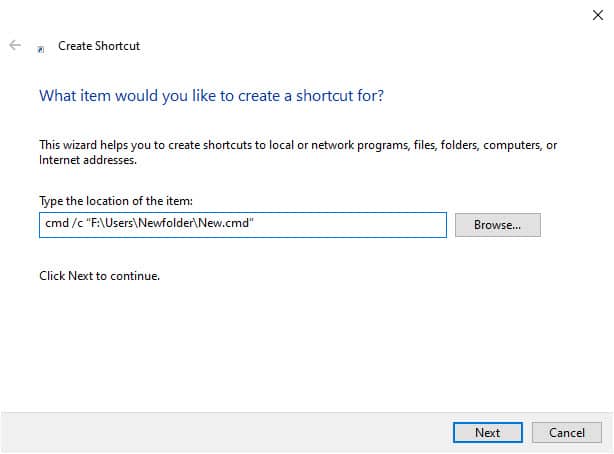 assign shortcut key to batch file