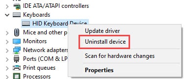 windows 10 uninstall keyboard driver