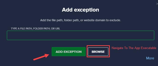 add_exceptions_in_avast_by_browsing
