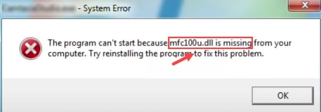 Mfc100u_dll_missing_error