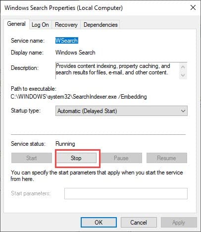 Stop_Windows_search_service