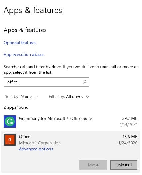Uninstall_microsoft_office_from_settings