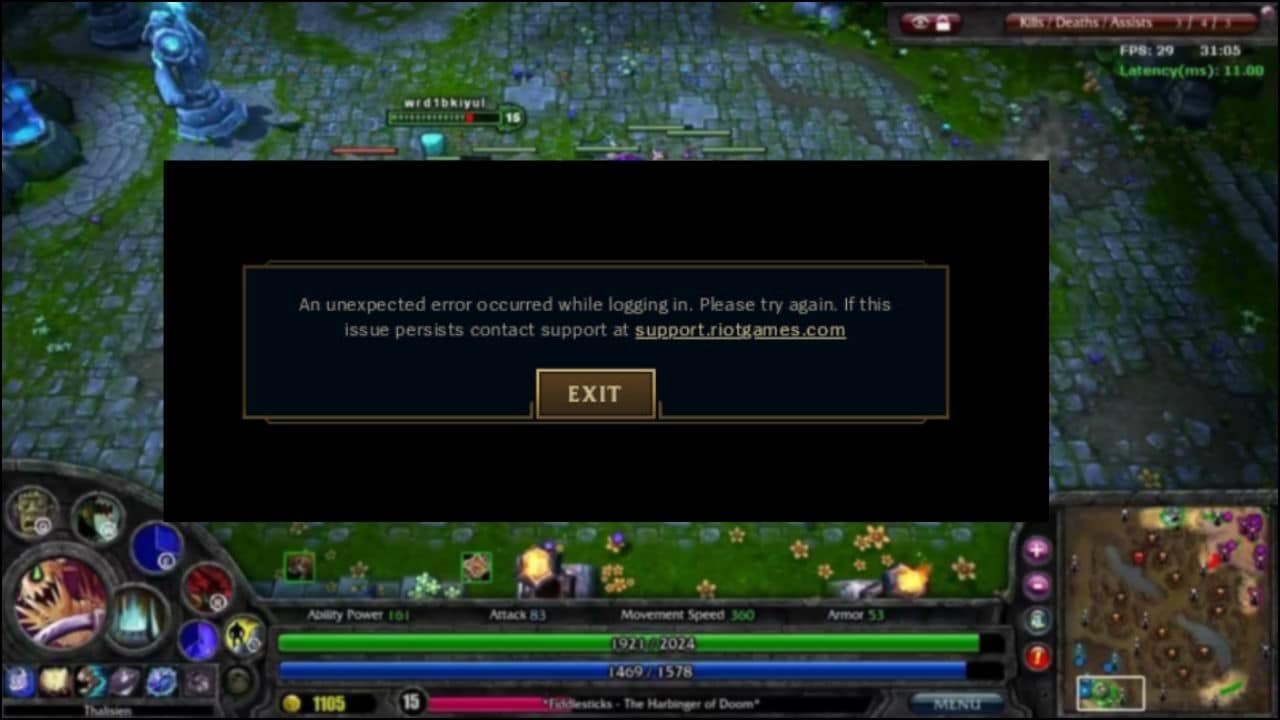 League of Legends Unexpected Login Session Error - What