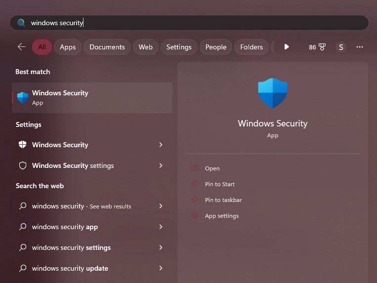 open-windows-security