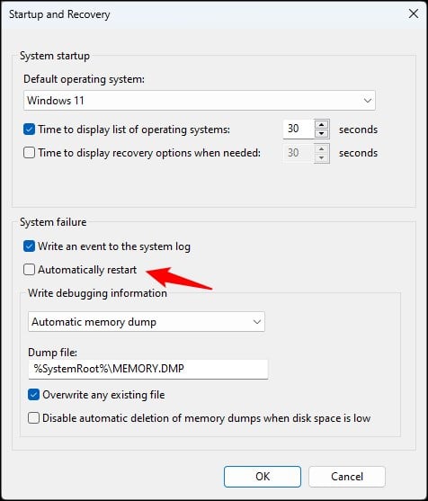 uncheck-automatically-restart-option-from-startup-and-recovery-settings