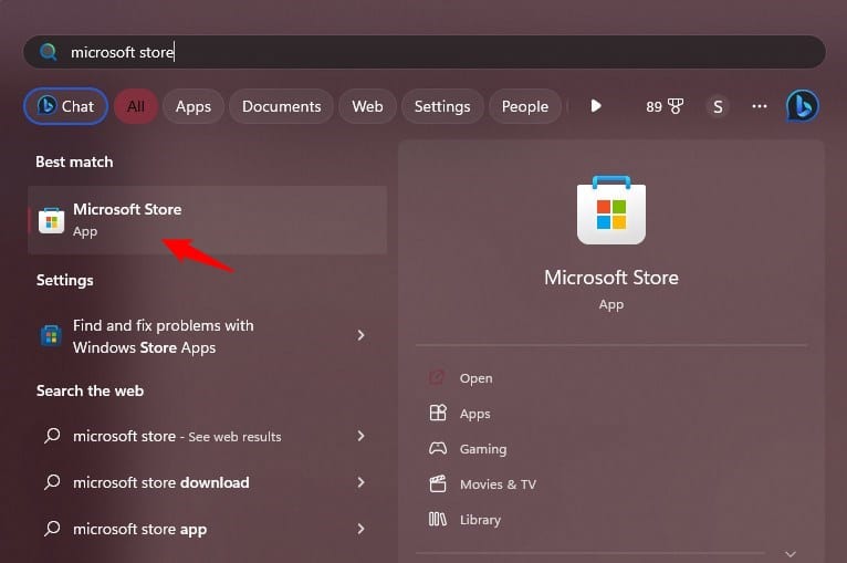 open-microsoft-store-from-start-menu